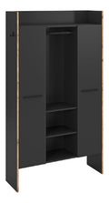 xonox.home - Garderobenschrank Bueno ca.105x189x37 cm in Korpus/Front Basalt Melamin und Abs. Nox Oak Nb. - Garderobe Flurschrank Dielenschrank Flurmobel Schrank - zeitlos & funktional