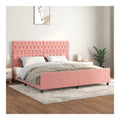 Bettgestell mit Kopfteil Rosa 200x200 cm, Samt-Polsterung, hohenverstellbar, Stabiler Lattenrost, Schlafzimmer-Mobel, modernes Design, erholsamer Schlaf