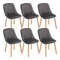 Esszimmerstuhle 6er Set Samt Polsterstuhl Kuchenstuhl Wohnzimmerstuhle mit Ruckenlehne und Massivholz-Beine, Dunkelgrau