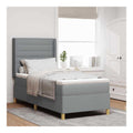 Boxspringbett mit Matratze Hellgrau, 90 x 190 cm Stoff, hohenverstellbares Kopfteil, Stabiler Holzrahmen, goldene Beine fur Schlafzimmer