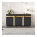 Sideboard Esszimmerschrank in Schwarz mit Marmorplatte, 3 Turen, Verstellbare Trennwande, Esszimmerschrank fur Wohnzimmer, Flur und Buro, Grifflose Aufbewahrung,140x38x70cm