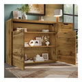 Sideboard Kommode 150x40x90 cm Eicheoptik mit offenem Fach, 2 Turen, 4 Schubladen, hohenverstellbaren Einlegeboden, Softclose-Metallscharniere, Kippsicherung, Aufbewahrung fur Wohnraum & Flur