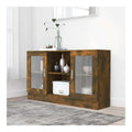 Vitrinenschrank Rauchereiche Holzwerkstoff 120x30,5x70 cm mit viel Stauraum, modernes Highboard mit Glasfach fur Wohnzimmer, Esszimmer, Flur und Buro