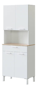 gro er Kuchenhochschrank mit 4 Turen und 1 Schublade - platzsparender Kuchenschrank in Artik wei & kanadischer Eiche, viel Stauraum, Ma e: 72 x 186 x 40 cm (B x H x T), Modell Kira