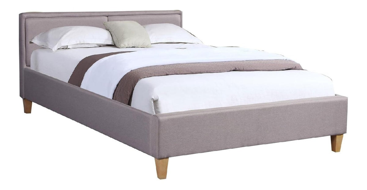 Polsterbett Anais Doppelbett 140x200 cm Designbett Bettgestell inklusive Lattenrost, Stoffbezug in grau