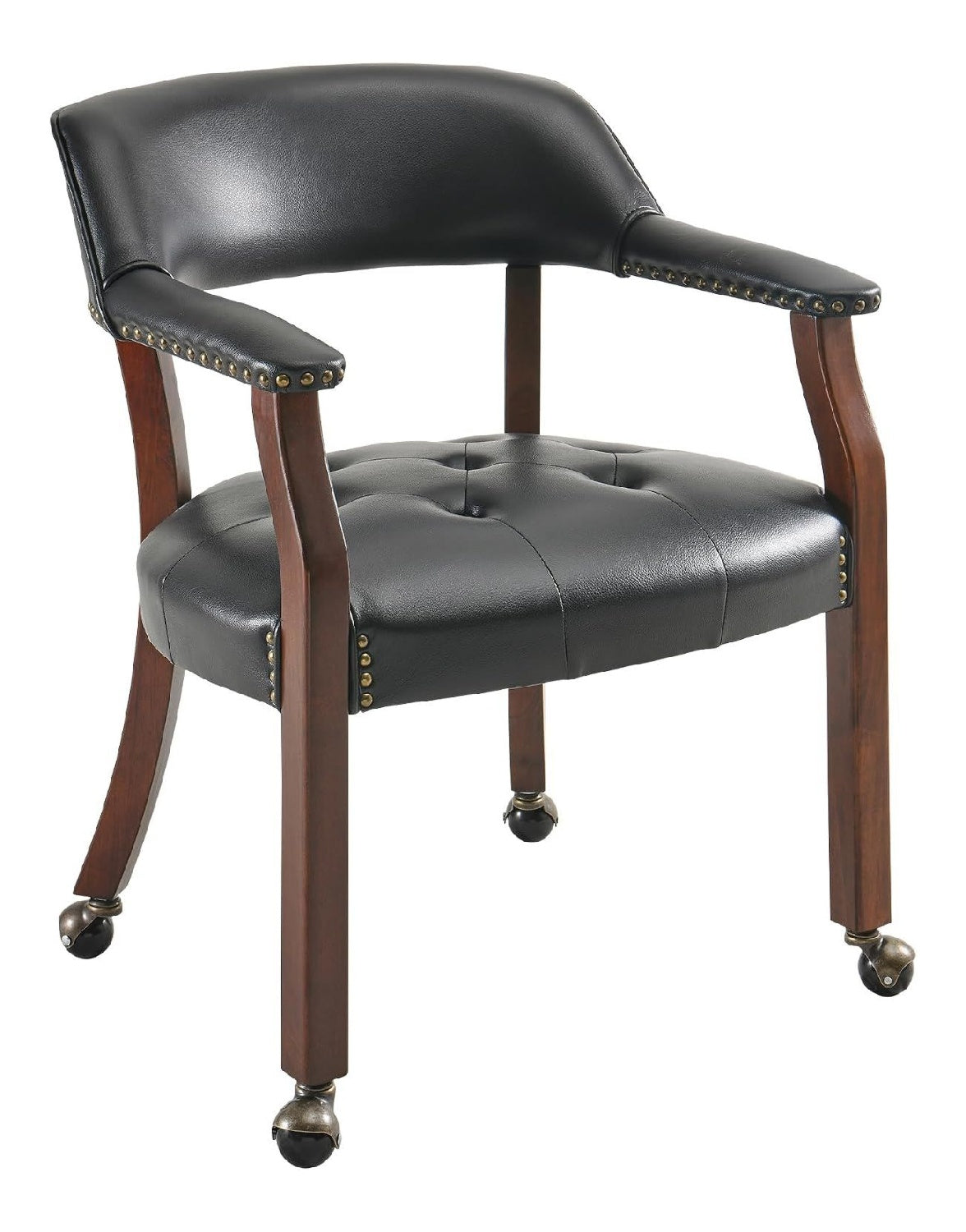Freizeit schminkstuhl, Esszimmerstuhl, Burostuhl, Mit Radern Die Frei Gleiten Konnen, Massives Gummiholz, Weich Und Bequem, Klassische Luxustextur, 64 X 66 X 78 cm (Black)