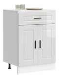 Kuchenunterschrank Porto Hochglanz-Wei Holzwerkstoff vielseitiger Stauraum mit verstellbaren Fu en fur Kuche, Esszimmer, Vorratsschrank, Sideboard, Kommode, Buffet, Hangeschrank
