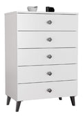 Kommode MOBI mit 5 Schubladen, Schrank fur das Wohnzimmer Schlafzimmer, Moderne, 16mm Laminierte Platte, B60xH89xT37 cm, Farbe Wei & Schwarz