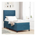 Boxspringbett mit Kopfteil Blau 90 x 190 cm Samt,Mobel,Betten & Zubehor,Betten & Bettgestelle,Blau,55.25 KG,3342042