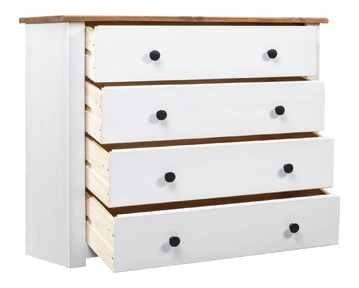 Wei er Schrank 80 x 40 x 73 cm aus Kiefernholz Modell Panama