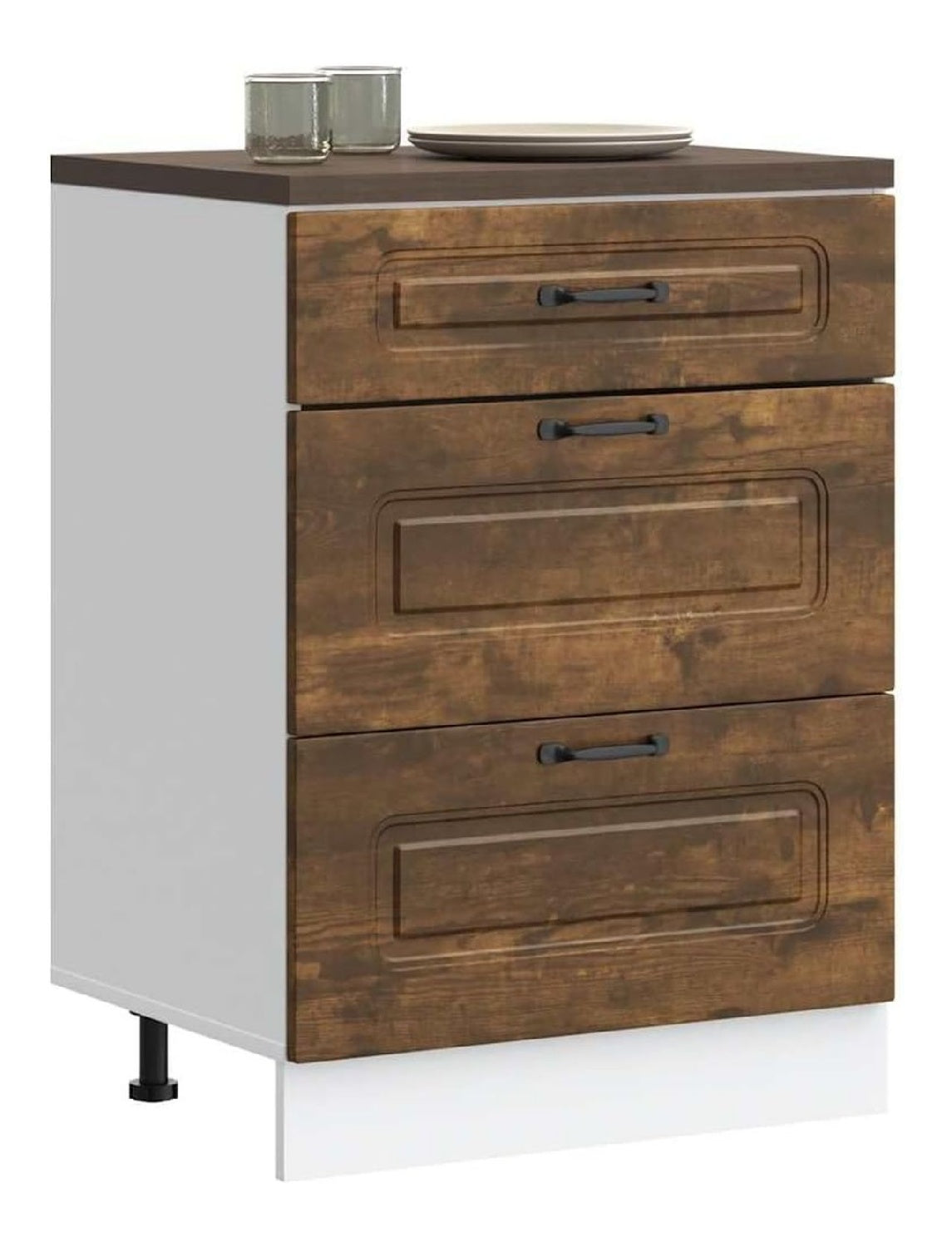 Kuchenunterschrank Kalmar Rauchereiche, Holzwerkstoff, 60x46x81,5 cm, verstellbare Fu e, Stauraum fur Kuche, langlebiges Material