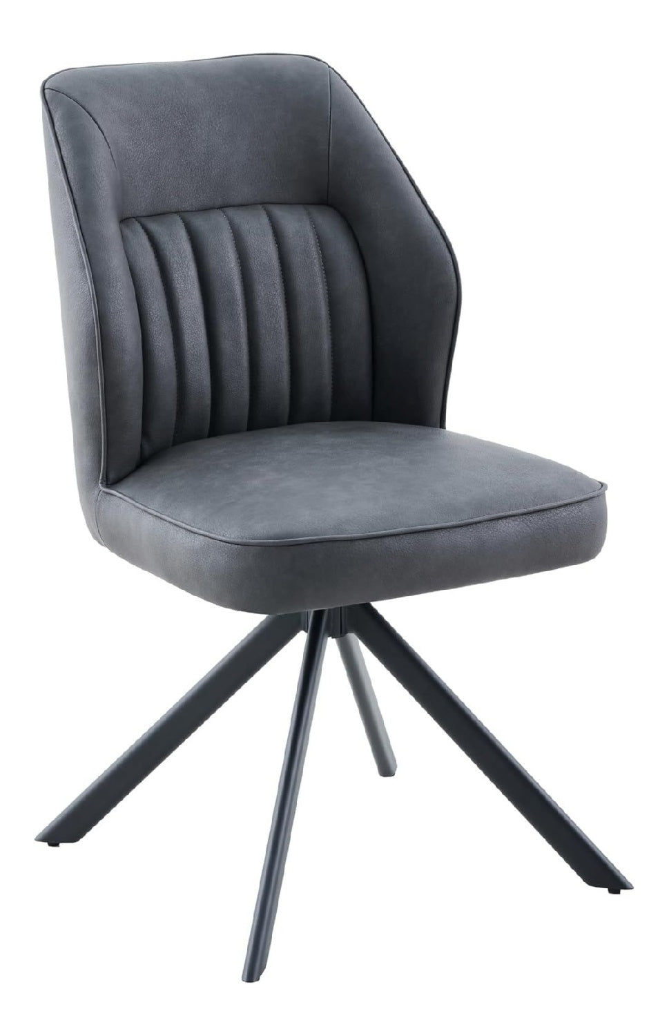 Tische, Drehstuhl Esszimmerstuhl Prizzi, 360 drehbar, Kunstleder Anthrazit,Rucken ergonomisch,Metall-Stativgestell oval,120kg belastbar
