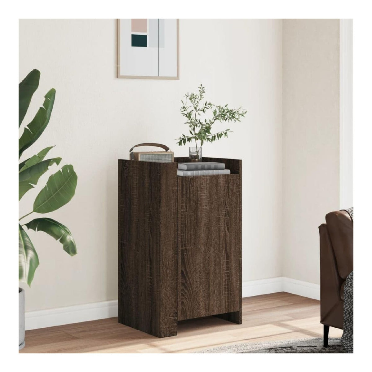 Sideboard Braun Eichen-Optik 45x35x75 cm Holzwerkstoff Schrank mit viel Stauraum Zeitloses Design fur Wohnzimmer Flur oder Esszimmer einfache Montage Dank Flexibler Seitenteile