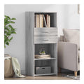 Highboard Grau Sonoma Holzwerkstoff 50x42,5x124 cm Kommode mit Schubladen Sideboard Wohnzimmer Schrank Kleiderschrank Kommoden & Sideboards fur Zeitlose Ordnung und Stauraum