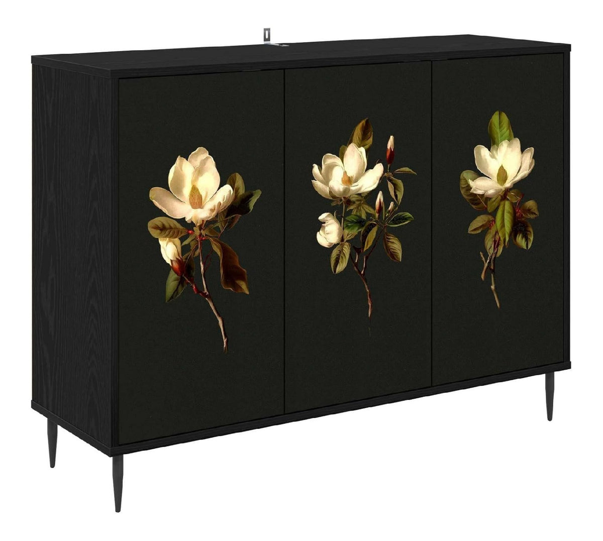 Sideboard Bremen 102x33x76cm Anrichte Schwarz Eichen-Optik