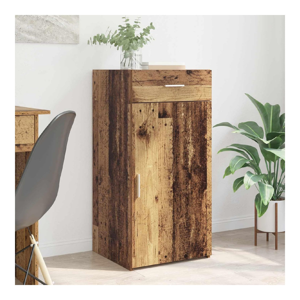 Sideboard Altholz 45 x 42,5 x 93 cm Holzwerkstoff mit Schublade und Tur fur Wohnzimmer, Flur oder Buro - Moderner Kommodenschrank mit Stauraum, langlebig und pflegeleicht