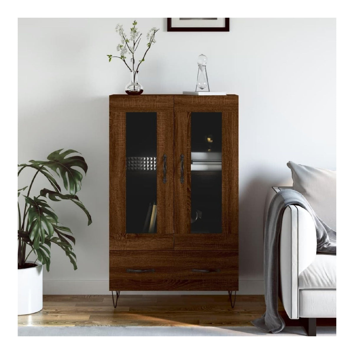Schranke & Aufbewahrung, Buffets & SideboardsHighboard Braun Eiche 69,5x31x115cm Holzwerkstoff