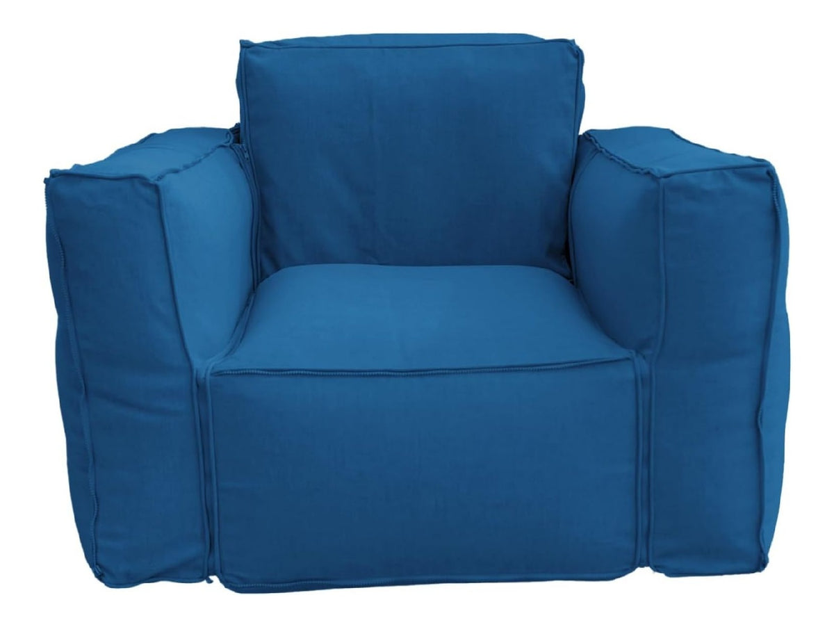 aufblasbares Sofa - Gartensessel modular, wasserdicht - 90x75x65 cm - Pumpe inklusive - Petrolblau - Bezug aus Olefin