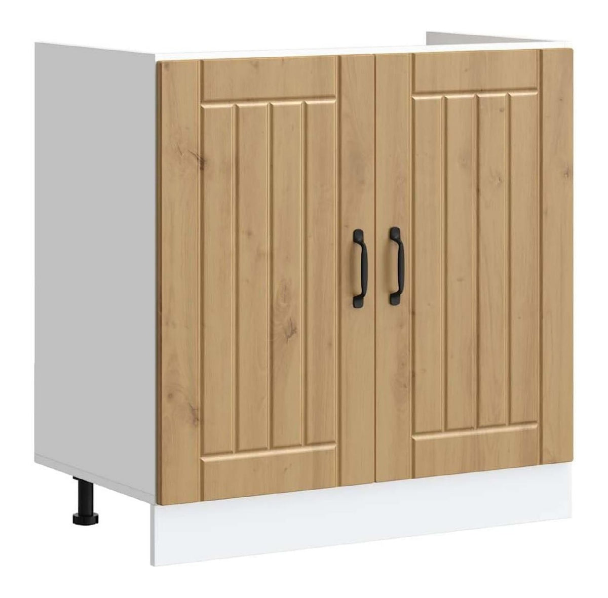 Spulenunterschrank Lucca in Artisan-Eiche aus Spanplatte, 80 x 46 x 81,5 cm, verstellbare Fu e 70 kg Traglast Kuchenmobel mit Lagerraum geeignet fur Geschirr Aufbewahrung Beistellschrank
