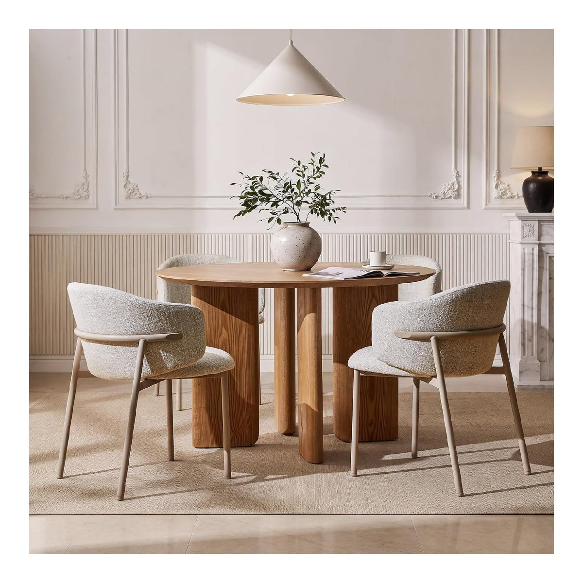 Esszimmerstuhle 4er Set mit Greige Leinnenbezug, gepolsterter Polsterstuhle mit Ruckenlehne, moderner Kuchenstuhle fur Esszimmer Wohnzimmer, Leinnen Greige_Greigeoptik