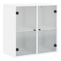 Wandschrank mit Glasturen Wei 68x37x68,5 cm Kuchenschrank Lagerschrank mit Mehreren Fachern zur Aufbewahrung und Prasentation von Haushaltsgegenstanden und Dekorationen