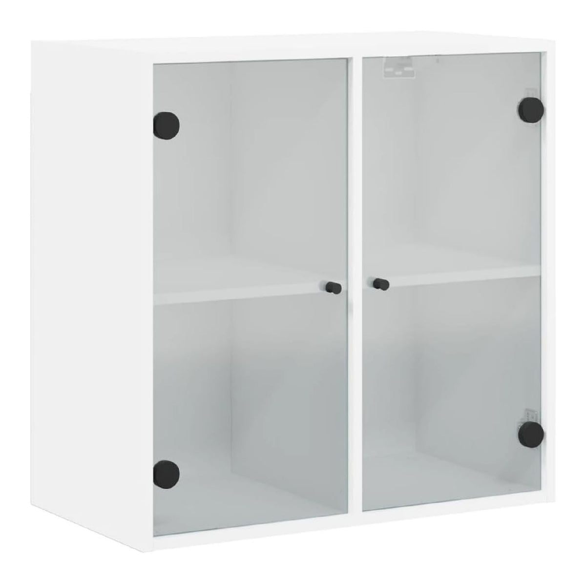 Wandschrank mit Glasturen Wei 68x37x68,5 cm Kuchenschrank Lagerschrank mit Mehreren Fachern zur Aufbewahrung und Prasentation von Haushaltsgegenstanden und Dekorationen