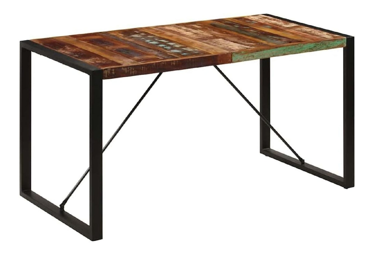 Esszimmertisch 140x70x75 cm aus massivem Altholz & Stahlbeinen, rustikaler Kleiner Esstisch handgefertigt, platzsparendes Kuchenmobel fur Esszimmer Wohnkuche oder Buro