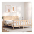 Massivholzbett 160x200 cm, Kiefernholz unbehandelt, Robustes Bettgestell mit Kopfteil, langlebiges Schlafzimmermobel, naturliche Optik fur erholsamen Schlaf