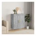 Sideboard Kuchenschrank 69,5x34x90 cm Mehrschichtholz Mehrzweckschrank Buro Einfacher Stil Buffet Esszimmer Schrank Organizer Anzeigefunktion Grau Beton