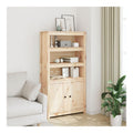 Massivholz Highboard Kiefer 80x35x154 cm Wohnzimmer Sideboard mit Turen und offenen Fachern fur Stauraum, rustikale Einrichtungsidee fur Esszimmer und Flur