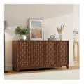 COLAMY Sideboard 150 cm Holz mit Stauraum - Modernes Sideboard fur Wohnzimmer, Kuchenschrank mit verstellbaren Einlegeboden, Buffet Schrank mit 3D Holzfront, Walnut