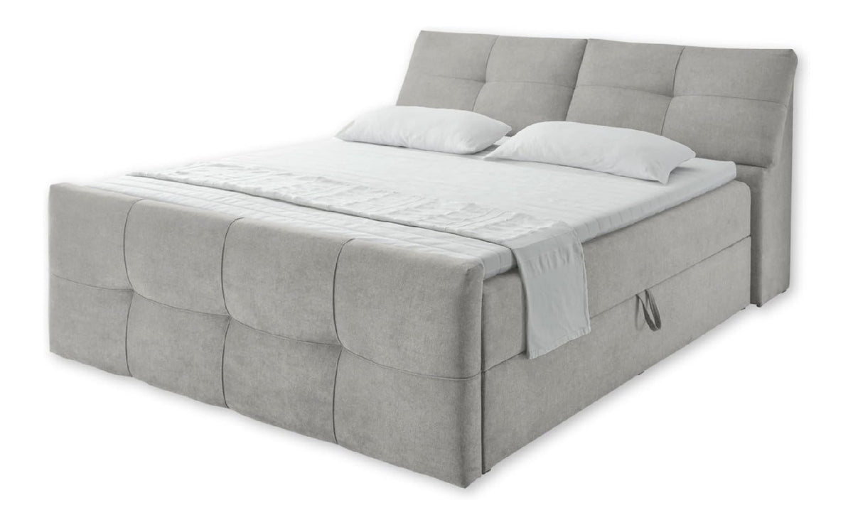 Redmond 6 Polsterbett 180x200 mit Bettkasten, Schlamm - Modernes Doppelbett mit dekorativer Steppung & Kaltschaum Topper - 200 x 108 x 249 cm (B/H/T)