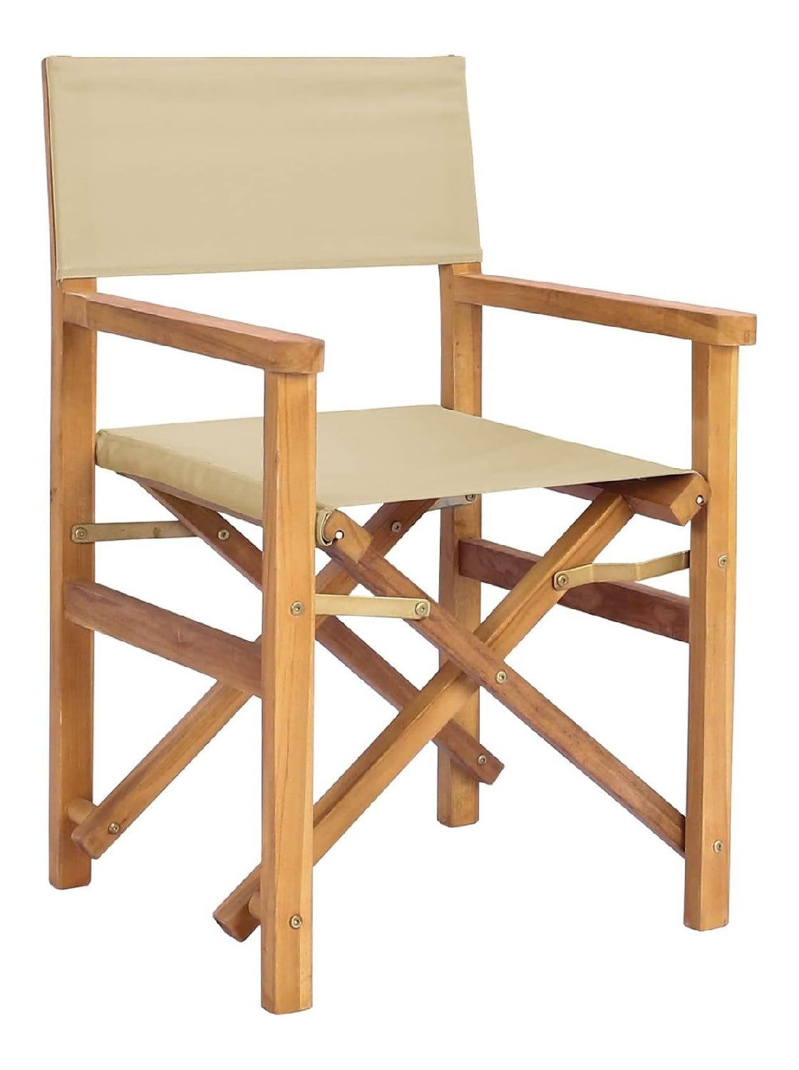 Regiestuhl Braun und Beige Massives Teakholz