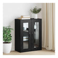 Aufbewahrungsschrank Schwarz Eichen-Optik 69,5 x 34 x 90 cm mit 2 Turen Wandmontierter Kommodenschrank fur Wohnzimmer Kuche Flur Mobel