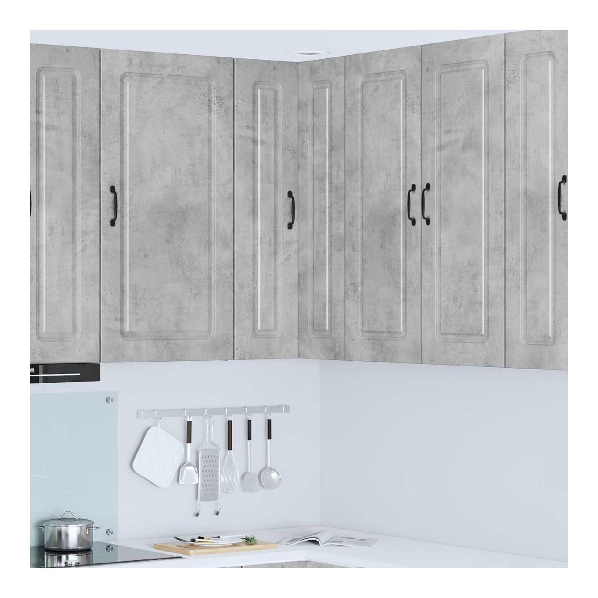 Geschirrspulerfront Kalmar Beton Grau 57 x 57 x 100 cm Kuchenschrank Kommode mit 3 Regalen Hoch- und Unterschrank Viel Stauraum fur Moderne Kuchen