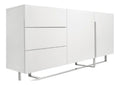Angel Cerda Anrichte aus wei lackiertem Holz mit verchromten Stahlbeinen, modern und hell, Sideboard, gro es Fassungsvermogen, 180 x 42 x 85 cm