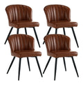 PU Leder 4er Set Kuchenstuhle Esszimmerstuhle fur Wohnzimmer Moderne Akzentstuhle mit Metallbeinen fur Kuchen (Braun)