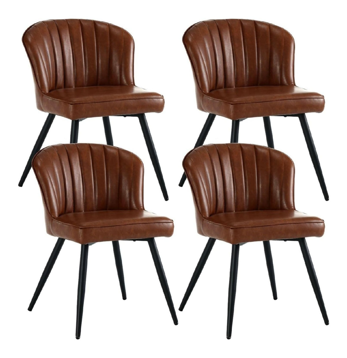 PU Leder 4er Set Kuchenstuhle Esszimmerstuhle fur Wohnzimmer Moderne Akzentstuhle mit Metallbeinen fur Kuchen (Braun)