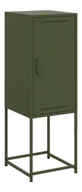 Highboard Olivgrun 36x39x107 cm - Robuster Metallschrank im Industrie-Stil aus Stahl - Vielseitiger Lagerschrank mit 2 Fachern fur Wohnzimmer, Schlafzimmer und Buro