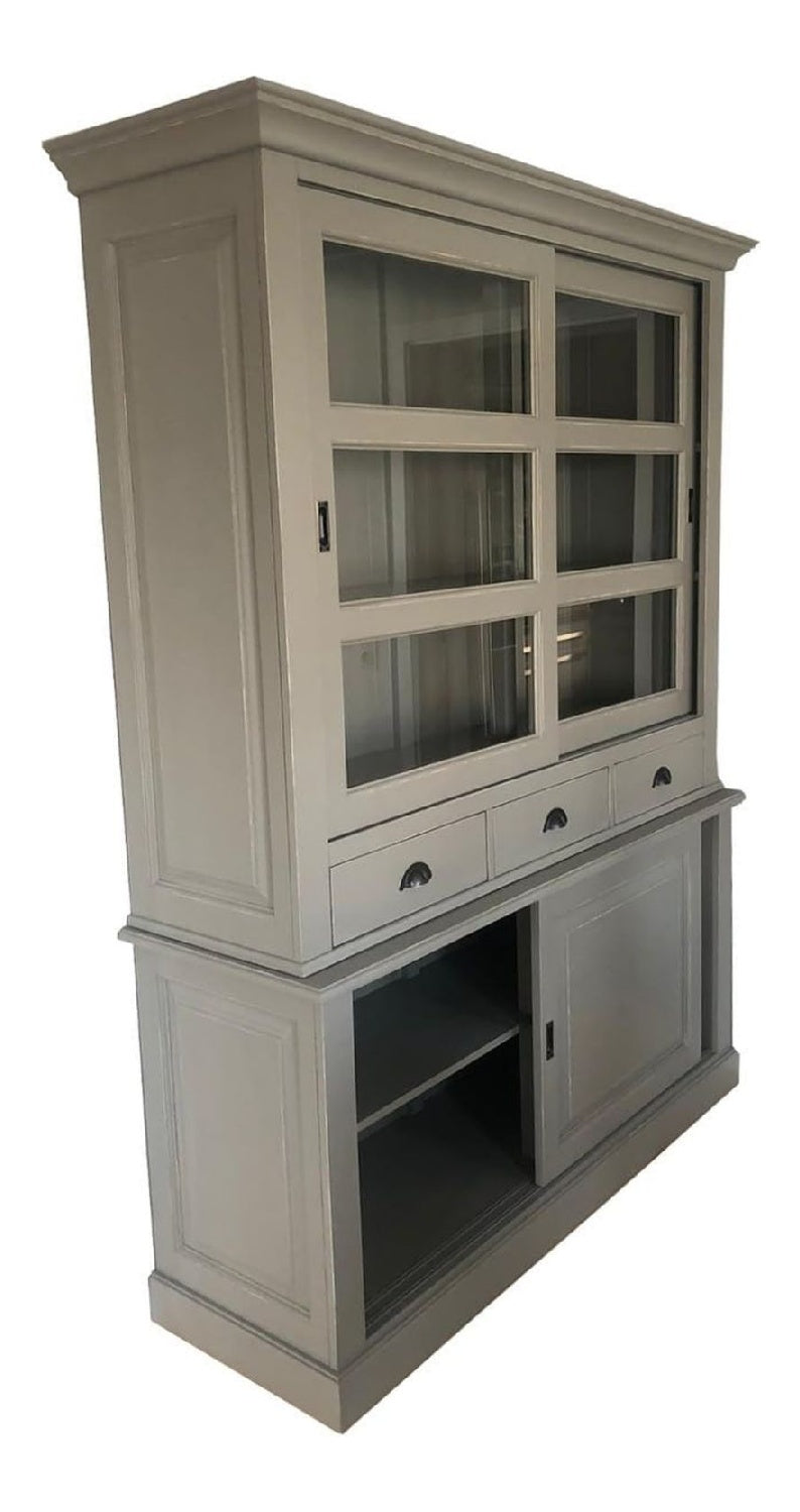Shabby Chic Landhaus Stil Schrank Buffetschrank 160cm Grau - Buffet Schrank Esszimmer - Massivholz