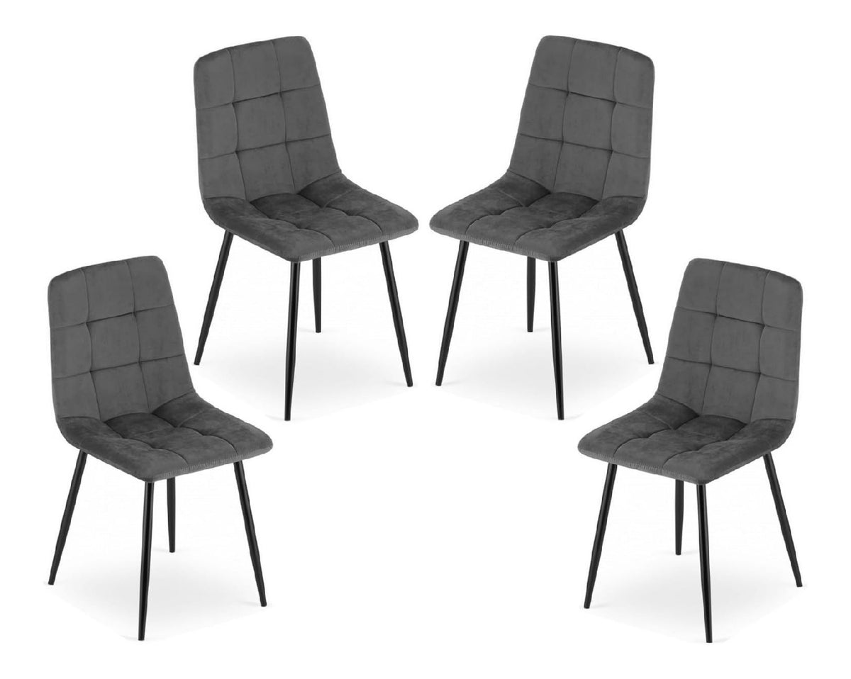 VBChome Stuhl 4er Set Dunkelgrau Esszimmerstuhle Kuchenstuhl Wohnzimmerstuhl Burostuhl Stuhl mit Ruckenlehne Gestell aus Metall Polsterstuhl Samt Dunkelgrau