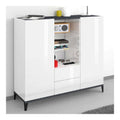 Kommode Niccolo, Kuchen-Sideboard mit 2 Turen und 2 Schubladen, Wohnzimmer-Buffet, 100 % Made in Italy, 120 x 40 x 133 cm, glanzendes Wei und Schiefer