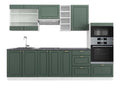 Kuchenzeile Fame-Line, Grun-Gold Landhaus/Wei , 280 cm