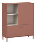 MILLES Kommode 100, minimalistische Highboardkommode mit Tur und Schublade, offenes Fach, Holzwerkstoff, Terrakotta/Kaschmir Beige, 103,9 cm breit x 124,8 cm hoch x 41,5 cm tief