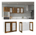 Hangeschrank 80x31x60 cm Kuchenschrank Kuchenzeile Wandschrank Fur Kuche Schrank Badezimmerschrank Badezimmermobel Cabinet Hangend Rauchereiche Holzwerkstoff Glas mit Turen