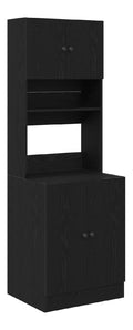 Kuchenbuffet Schwarz Eichen-Optik mit 5 Regalen und 4 Turen 60 x 50 x 180 cm, Holzwerkstoff Sideboard fur Kuche und Esszimmer, Stauraum fur Geschirr, Besteck, Lebensmittel, Organizer