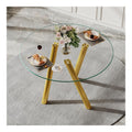 Runder Esstisch 89 cm: Gehartetes Glas, Goldene Metallbeine