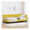 Eckbettgestell mit Matratze Gelb Samt Polsterbett 90x190 cm mit Kopfteil und stabilem Holzrahmen fur Schlafzimmer Gastezimmer Kinderzimmer modernes Schlafsofa mit mittelfester Matratze