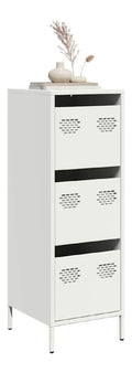 Highboard Wei 39x35x103,5 cm, Kaltgewalzter Stahl, mit 3 Schubladen, viel Stauraum, vielseitig einsetzbar als Sideboard Buffet Cabinet fur Wohnzimmer, Buro