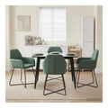 Esszimmerstuhle 4er Set Samt Meergrun 55 x 50 x 84 cm mit ergonomischer Ruckenlehne, bequemen Armlehnen, stabilem Metallgestell, gepolstertem Sitz, modernem Design fur Kuche und Wohnzimmer